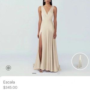Fame and Partners Escala Dress in Matte Satin Champagne